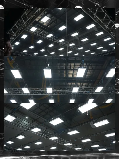 Another angle of the Creamsource Vortex8 rig for the Mahindra ad. This demonstrates our capability to handle large-scale, complex lighting installations.