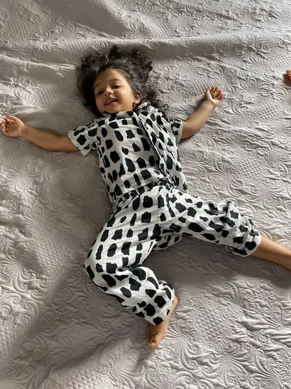 Pure comfort for your little one. This toddler is relaxing in our Rocky print pyjama set, made from soft cotton that's gentle on the skin and perfect for a good night's sleep or a lazy afternoon.