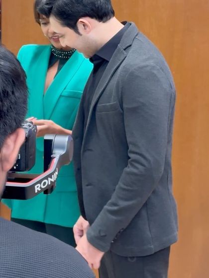 Working closely with a co-actor and the camera operator for a scene. Good communication and chemistry with everyone on set are essential for a smooth shoot.