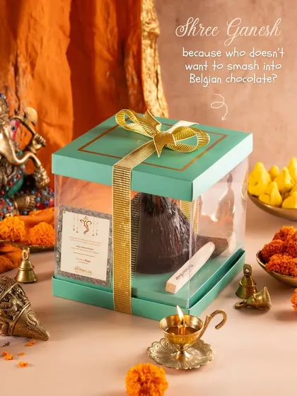 Beautifully packaged and ready for gifting, our Shree Ganesh Coconut Piñata is a showstopper. It's the perfect way to surprise your loved ones during the festival.