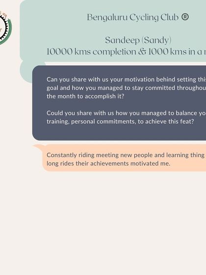 Sandeep (Sandy) talks about how constantly riding, meeting new people, and learning about their achievements in long rides motivated him to complete 10,000 kms.