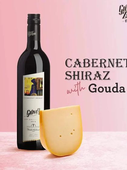 The semi-hard, nutty character of Gouda cheese makes it a wonderful companion for our Art Collection Cabernet Shiraz. The wine's structure complements the cheese's creamy texture.