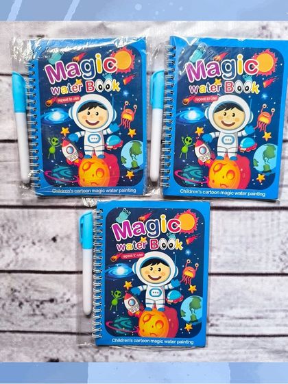 The space-themed magic water books are a mess-free and reusable coloring activity that kids love.