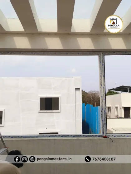 This image shows a newly installed white UPVC window frame from an interior perspective. The clean lines and bright finish instantly make the space feel more open and modern, even before the final finishing touches are applied to the surrounding walls.