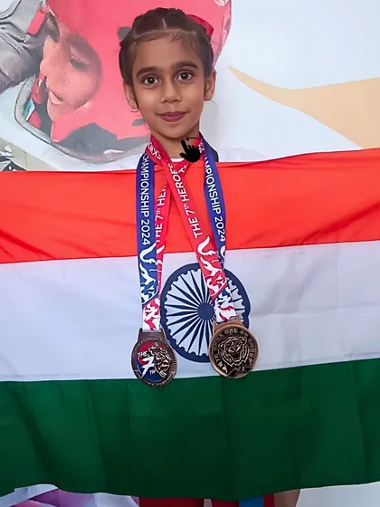 We are proud to represent India on the international stage. Here is our champion, Pahal Kedia, after winning two bronze medals at the 7th Heroes Taekwondo International Championship in Thailand.
