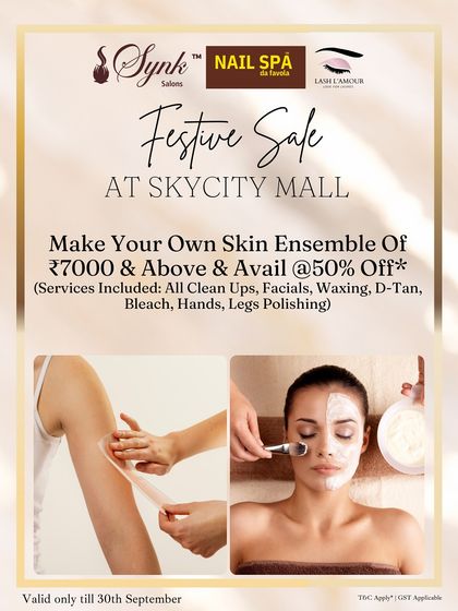 Get your skin event-ready with a custom skin ensemble. This package includes services like waxing and facials, perfect for achieving smooth, glowing skin before any celebration.