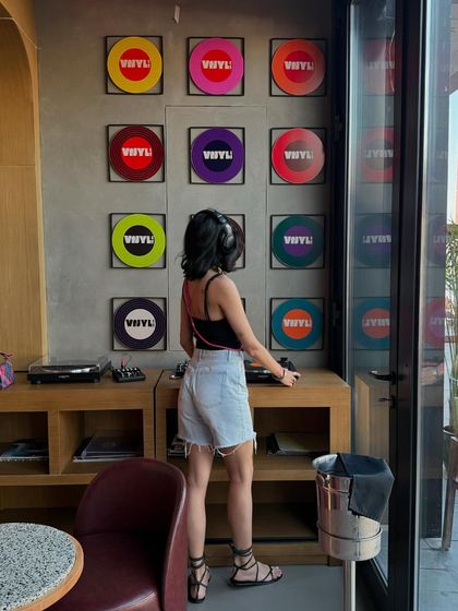 I can always be trusted to find a vinyl store anywhere in the world. Here I am digging for records and getting ready for a set at a cool spot in the UAE.