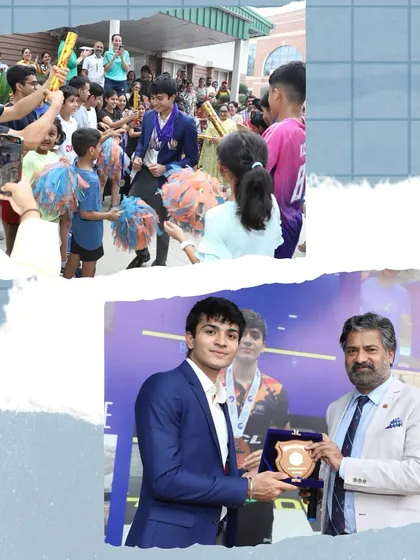 The academy kids welcoming their hero, Shaurya Bawa, after his incredible achievement.