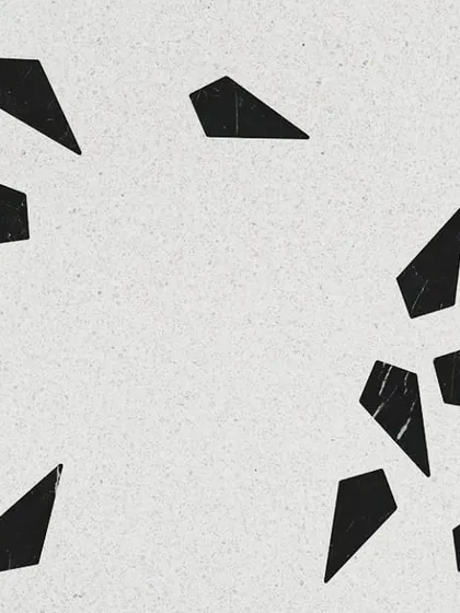 A floor design concept for a new project. This shows a terrazzo-style finish with an inlay of irregular black stone fragments, creating a playful and contemporary surface.
