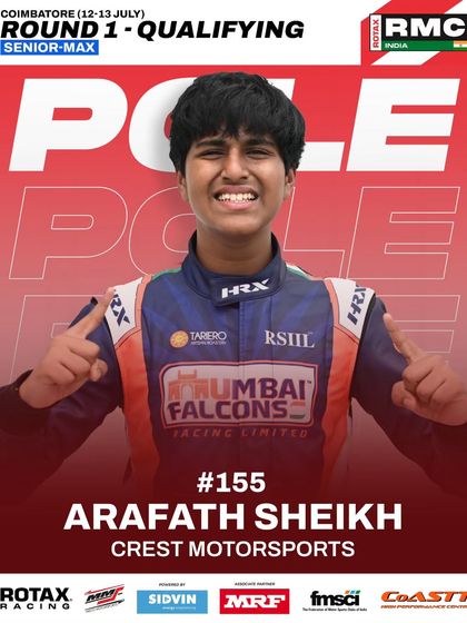 Arafath Sheikh of Crest Motorsports on pole in the Senior Max qualifying session for Round 1.