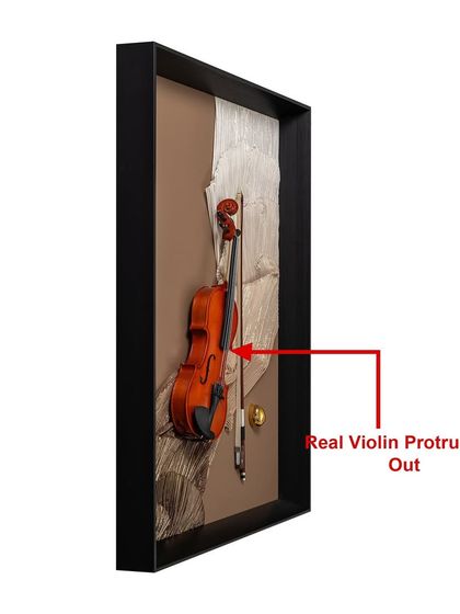 This image shows the side view of our violin shadow box, emphasizing how the real violin protrudes from the frame, creating a stunning 3D effect that is sure to be a conversation starter.