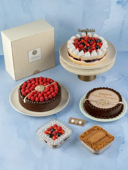 Celebrate the special bond with your sibling with our Raksha Bandhan collection, featuring fresh berry cakes, dessert tubs, and beautifully crafted rakhis.