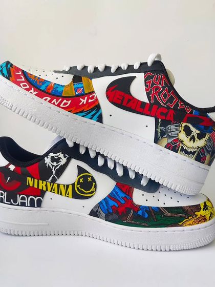 A stacked view of the classic rock mixtape customs. You can see the different band logos and album art clashing in the best way possible.