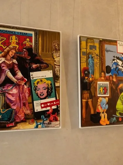 Both panels of "Renaissance Reimagined" displayed together, creating a powerful visual narrative about the evolution of art and culture.