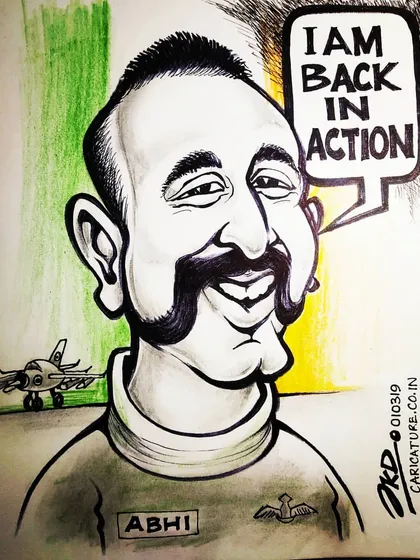 I drew this caricature of Wing Commander Abhinandan Varthaman to celebrate his return. It was my way of honoring a national hero, capturing his courage and the pride of the entire country.