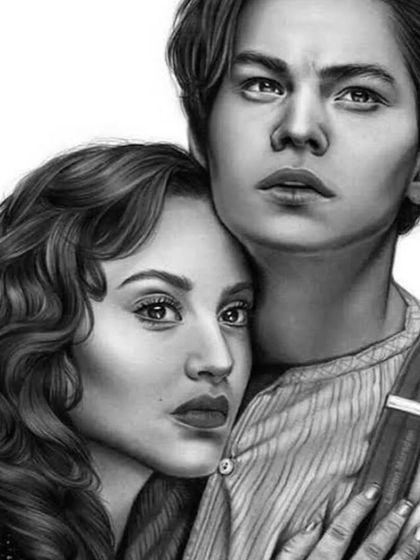 A tribute to the timeless movie Titanic, with a beautiful portrait of Jack and Rose.