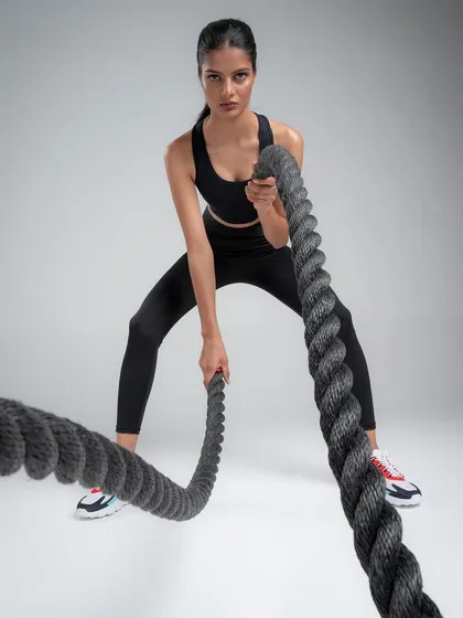 We provide the space and lighting for dynamic activewear and fitness photography. For Druscilla Fashion, the grey cyclorama offered a neutral, non-distracting background to capture the model's energy and the apparel's performance features in full detail.