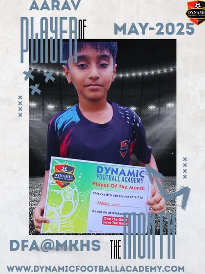 Well done to Aarav, a Player of the Month for May from the Matrikiran High School center. He earned this recognition through his hard work and passion for the game.