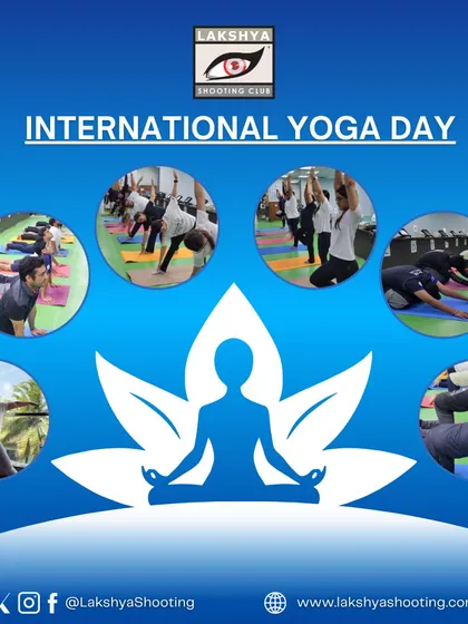 A collage celebrating International Yoga Day at the club. I incorporate yoga and mindfulness into our training to improve mental focus, flexibility, and overall well-being, which are vital for a precision sport like shooting.