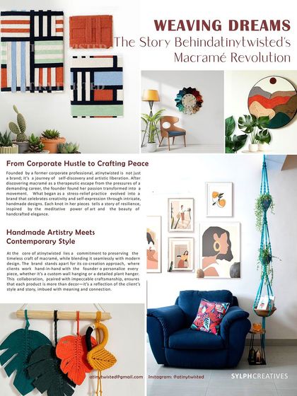 This feature talks about my journey from the corporate hustle to crafting peace. It all began as a stress-relief practice and evolved into a brand that celebrates handmade elegance.