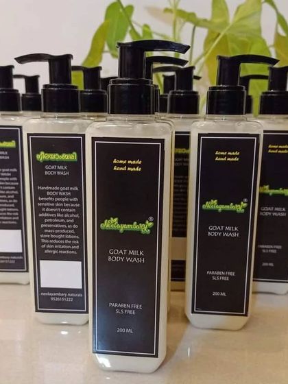 A fresh batch of our Goat Milk Body Wash, ready for labeling. I make these in small batches to ensure you always get the freshest product.