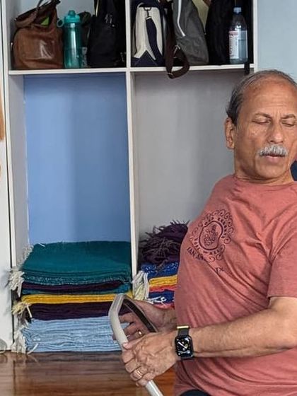 A seated twist using the back of a chair.