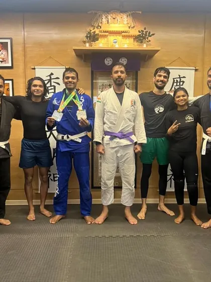 Back at The Dojo with my teammates after a competition. Their support and training are a huge part of any success I have on the mats.