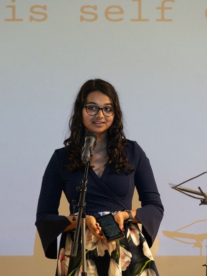 A young poet performing at the showcase, a culmination of our collaborative workshop with the Goethe-Institut.