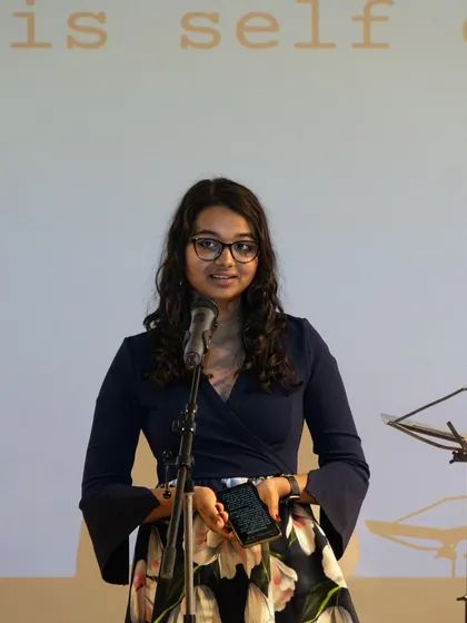 A young poet performing at the showcase, a culmination of our collaborative workshop with the Goethe-Institut.