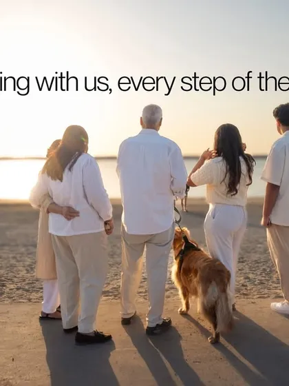 A family portrait isn't complete without every member. This golden hour beach session captures a quiet, shared moment, showing how I include pets as the integral part of the family they are.