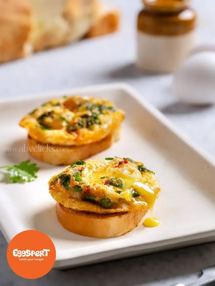 Egg muffins on toast, a creative and appealing breakfast or snack idea.