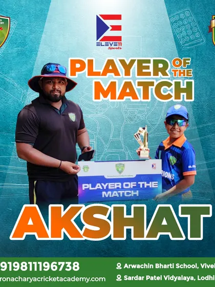 Akshat stands tall as the Player of the Match. These accolades motivate our young players and validate the effort they put into their training every single day.