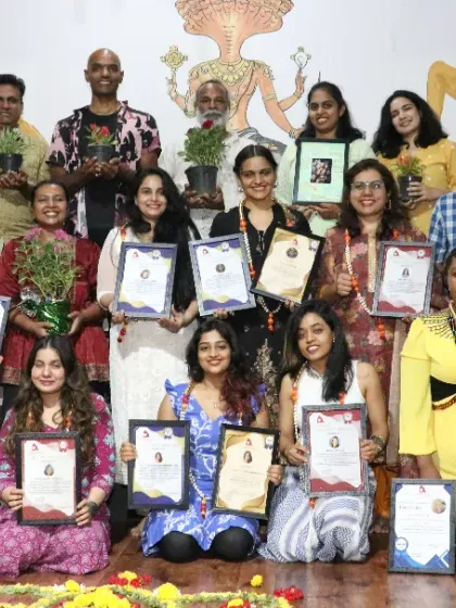 A proud moment for our 200, 300, and 500-hour TTC graduates. This photo captures the spirit of our community, where students and teachers grow together.