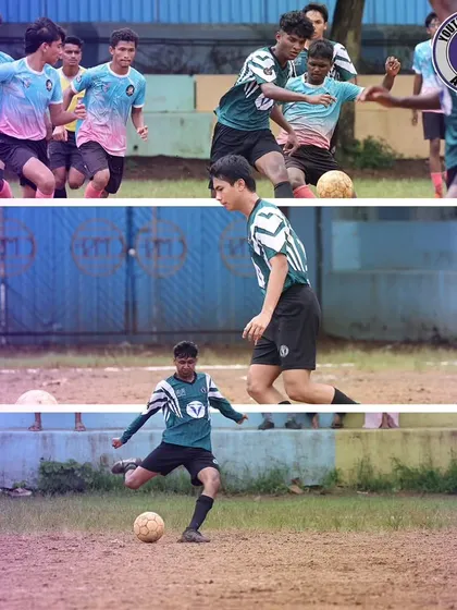 More moments from the pitch, highlighting a powerful kick and the constant movement and teamwork required to succeed in football.