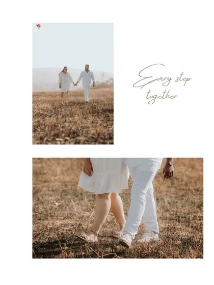 A collage focusing on the details of a couple's walk, from their joined hands to their coordinated steps.