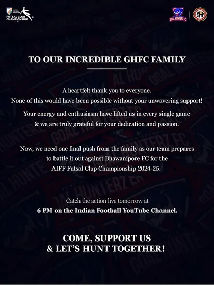A heartfelt thank you to our incredible GHFC family for their unwavering support throughout the tournament.