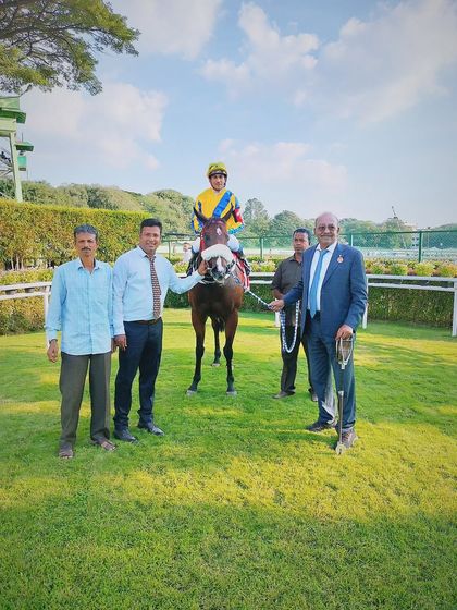 Philosophy, with jockey S. Saqlain, after winning The Bengaluru City Police Cup.