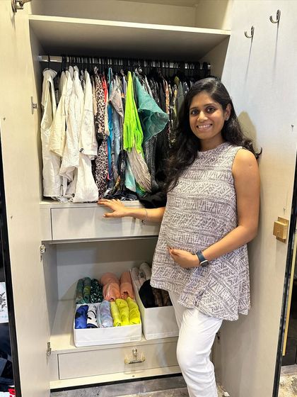A throwback to my pregnancy journey. I was able to continue executing projects, like organizing this wardrobe, with the amazing support of my team and family.