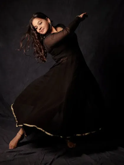 A beautiful shot of a Kathak dancer in motion, captured for the 'Quest' promotional materials. The production seamlessly blends the grace of classical Indian dance with the raw emotion of contemporary movement.