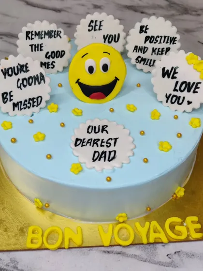 Bon Voyage! A sweet farewell cake for a dad who is traveling, with lots of loving messages from the family.
