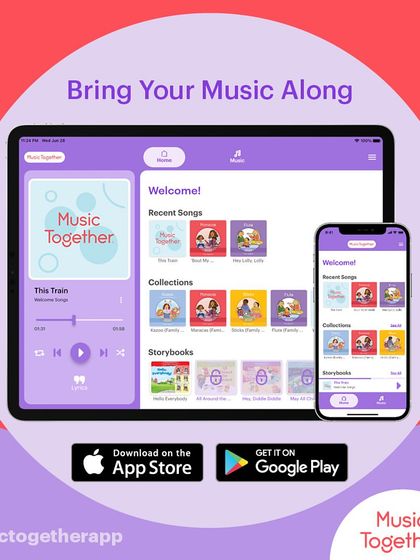 Whether you're in the car or at the park, you can bring your music along. The app ensures the musical learning and fun continues long after our class has ended.