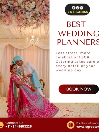 A beautifully captured moment of a couple during their wedding festivities, surrounded by elegant floral decor. Our goal as wedding planners is to create a joyful, stress-free environment where you can celebrate your love story to the fullest.