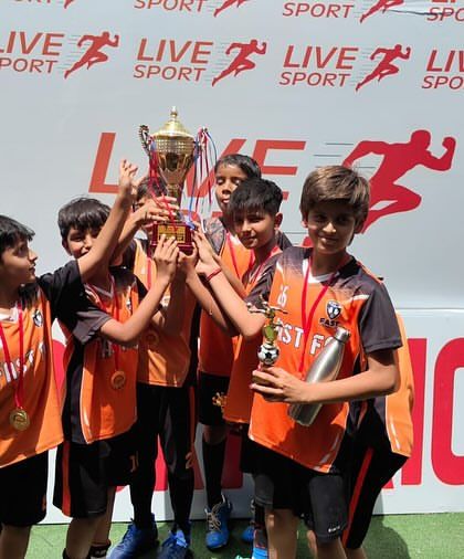 Our U11 team celebrating their runners-up finish in the Junior Cup organized by Livesports Arena, Gurgaon.