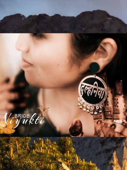 A creative shot of the bride's 'Dulhaniya' earring, a unique detail from her Haldi ceremony.