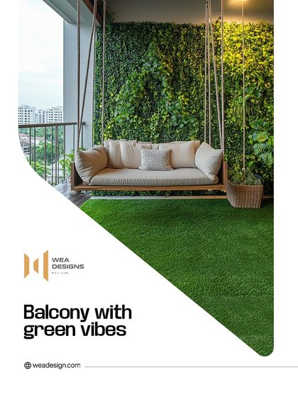 A balcony with green vibes, featuring a comfortable swing and a vertical garden wall, can become your private urban oasis.
