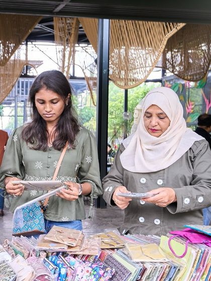 Guests browsing a pop-up stall during one of our Sunday events. There's always something interesting happening here.