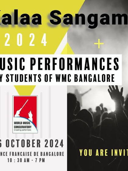The official invitation for our biggest annual event, Kalaa Sangama 2024, inviting everyone to witness the musical performances by our students.