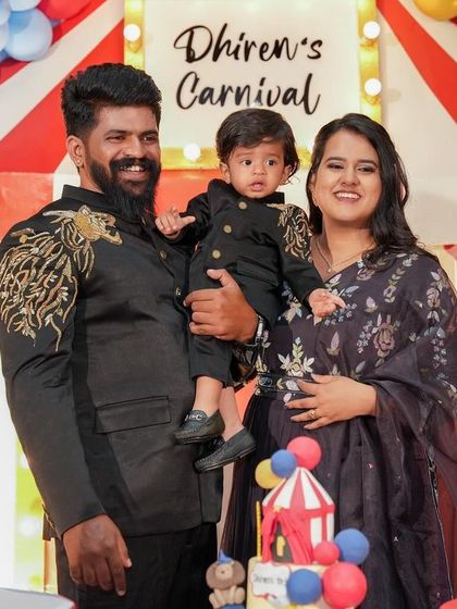 Another happy family photo from Dhiren's carnival party.