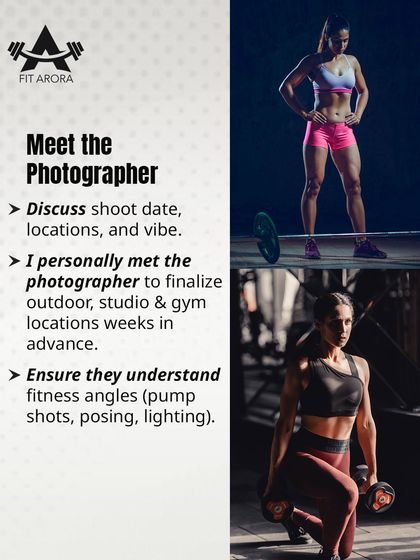 Find the right photographer. It's crucial to work with someone who understands fitness angles, lighting, and how to capture pump shots. I personally met my photographer weeks in advance to finalize locations.