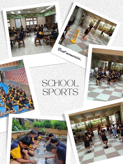 A collage representing the breadth of our school sports programs. It features everything from yoga and chess to cricket and fitness drills, showing how we create well-rounded athletes.